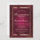 Elegant Chic Lijst Confetti Quinceañera Kaart (Voorkant)