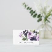 ELEGANT CHIC LILA PAARS ROOS PEONY FLORAL BUNCH VISITEKAARTJE (Staand voorkant)