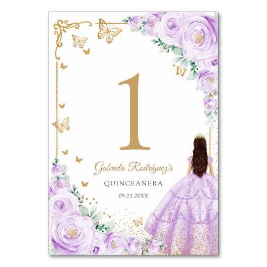 Elegant Chic Lilac Purple Gold Quinceanera Kaart (Voorkant)