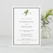 Elegant Chic Lily Valley Crest Black White Wedding Kaart (Staand voorkant)