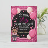 Elegant &Chic "Little Lady" Baby Shower Invitation Kaart (Staand voorkant)