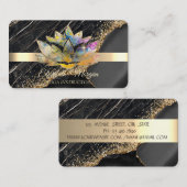 Elegant Chic Lotus Black Marmer Visitekaartje (Voorkant / Achterkant)