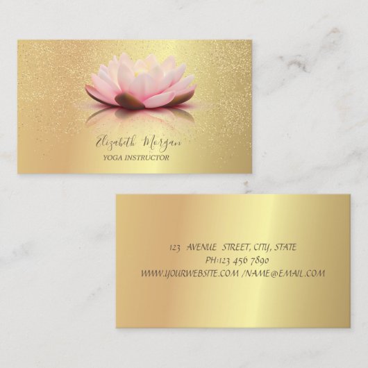 Elegant Chic Lotus Gold Confetti Yoga Instructor Visitekaartje (Voorkant / Achterkant)