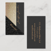 Elegant chic luxe hedendaagse leopard glittery visitekaartje (Voorkant / Achterkant)