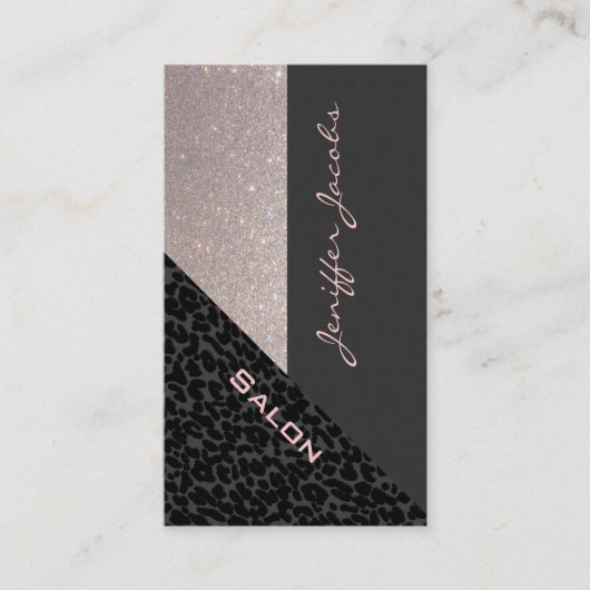 Elegant chic luxe hedendaagse leopard glittery visitekaartje (Voorkant)