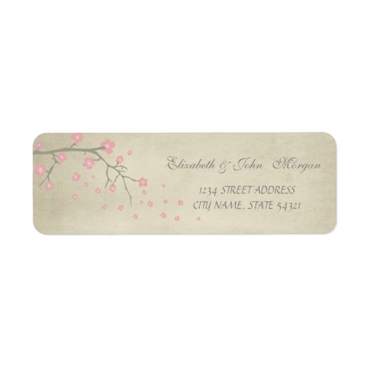 Elegant Chic Luxe - Kersenboom Adreslabel Etiket (Voorkant)