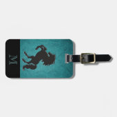 Elegant chic luxe leder ziet er uit op paardenmono bagagelabel (Voorkant horizontaal)