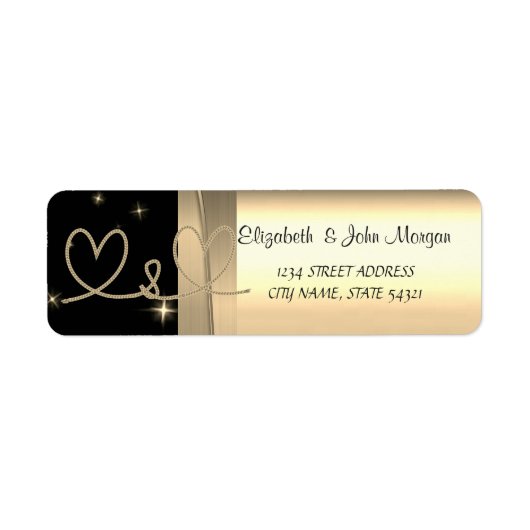 Elegant Chic Luxe, Nepgoud, Zwart, Harten Etiket (Voorkant)