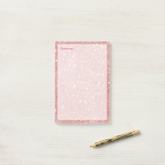 Elegant Chic Luxury Faux Glitter Roos Gold Post-it® Notes (Op bureau)