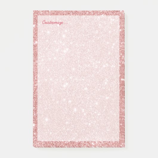 Elegant Chic Luxury Faux Glitter Roos Gold Post-it® Notes (Voorkant)