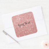 Elegant Chic Luxury Faux Glitter Roos Gold Vierkante Sticker (Envelop)