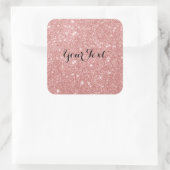 Elegant Chic Luxury Faux Glitter Roos Gold Vierkante Sticker (Tas)