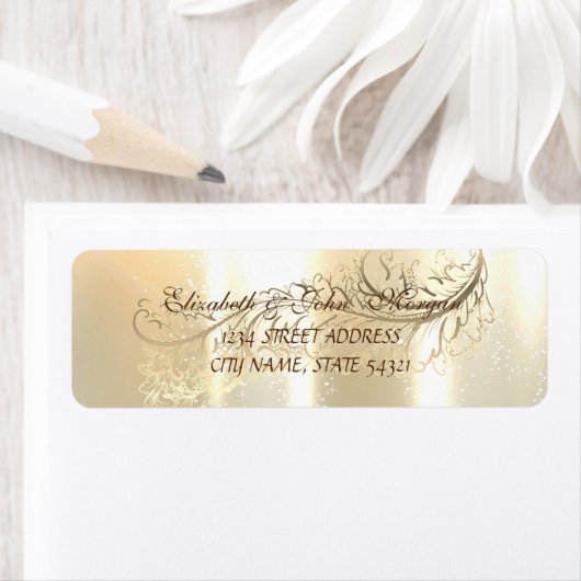 Elegant Chic Luxury, Faux Gold, Feather Etiket (Insitu)