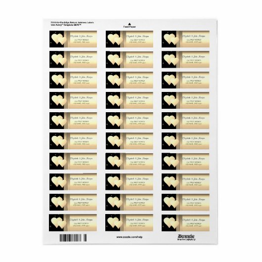 Elegant Chic Luxury, Faux Gold Hearts Etiket (Full Sheet)