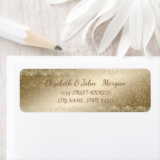 Elegant Chic Luxury, Faux Gold, Lace, Confetti Etiket (Insitu)