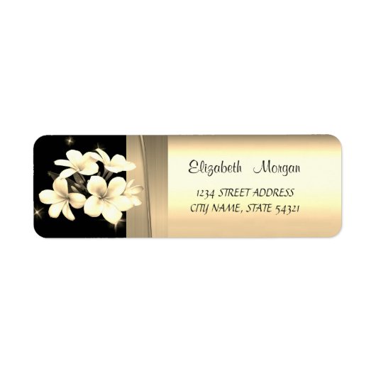 Elegant Chic Luxury, Faux Gold, zwart, bloemen Etiket (Voorkant)