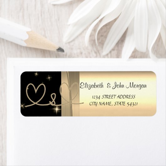 Elegant Chic Luxury, Faux Gold, zwart, hart Etiket (Insitu)