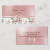 Elegant Chic Luxury, Flowers, Roze Ribbon Bow Visitekaartje (Voorkant / Achterkant)
