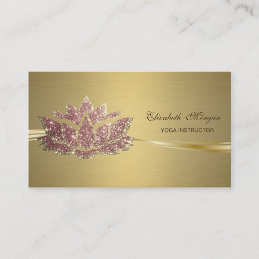 Elegant Chic Luxury Gold Glitter Lotus Visitekaartje (Voorkant)