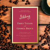 Elegant Chic Luxury Magenta Gold Lijst Wedding Folie Uitnodiging