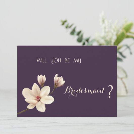 Elegant Chic Magnolia Bridesmaid Kaart (Staand voorkant)