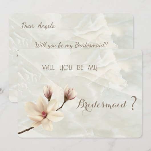 Elegant Chic Magnolia Bridesmaid Kaart (Voorkant / Achterkant)