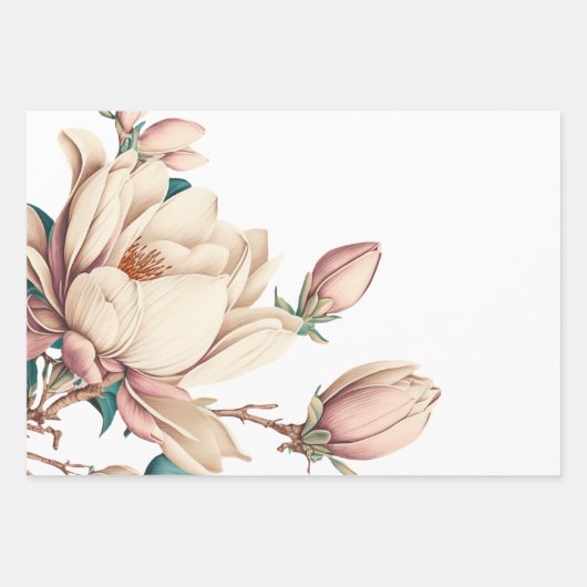 Elegant chic Magnolia flower Inpakpapier Vel (Voorkant 3)
