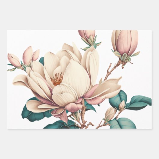 Elegant chic Magnolia flower Inpakpapier Vel (Voorkant 2)