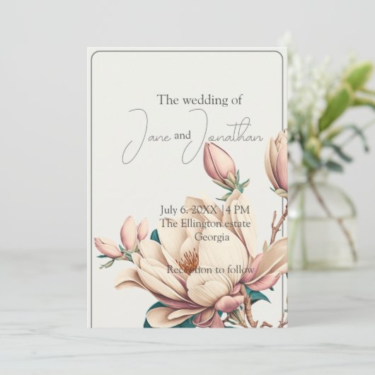 Elegant chic magnolia kaart (Staand voorkant)