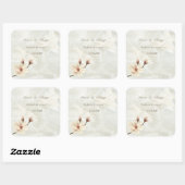 Elegant Chic Magnolia, marmer Wedding Vierkante Sticker (Vel)