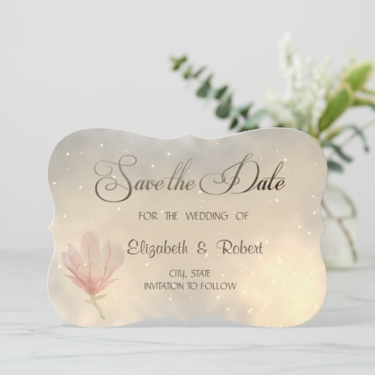 Elegant Chic Magnolia slaat de datum op Save The Date (Staand voorkant)