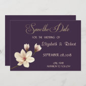 Elegant Chic Magnolia slaat de datum op Save The Date (Voorkant / Achterkant)