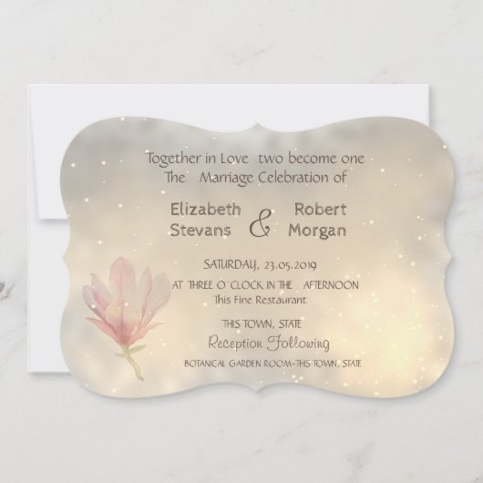 Elegant Chic Magnolia Wedding Invitation Kaart (Voorkant)