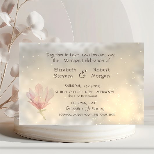 Elegant Chic Magnolia Wedding Invitation Kaart