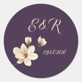 Elegant Chic Magnolia Wedding Ronde Sticker