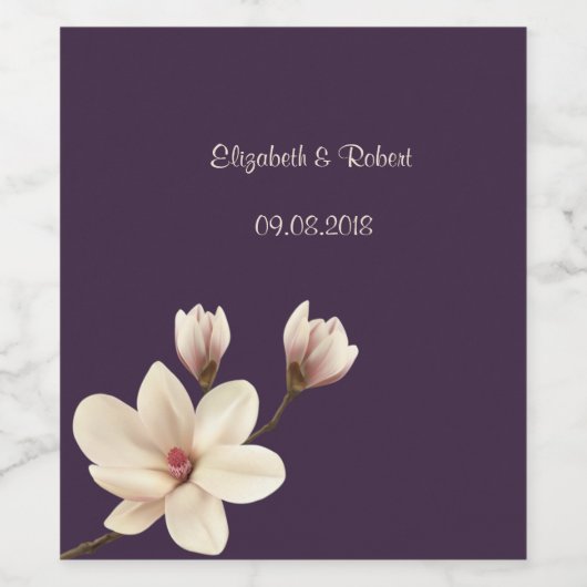 Elegant Chic Magnolia Wijn Etiket (Enkel label)