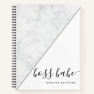 Elegant Chic Marble Boss Babe Persoonlijk Notitieboek
