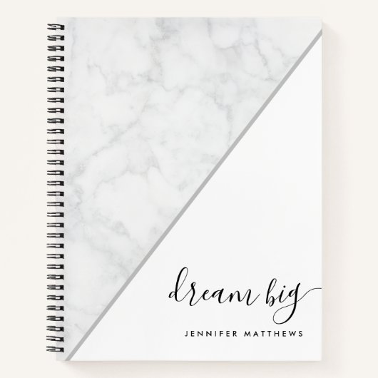 Elegant Chic Marble Dream Big Gepersonaliseerd Notitieboek (Voorkant)