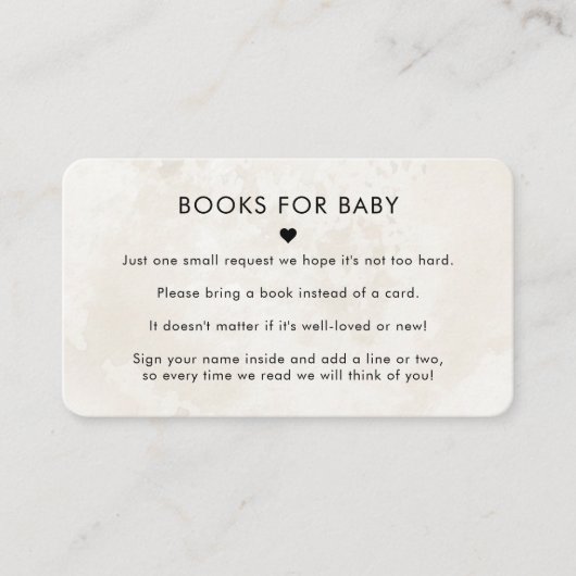 Elegant Chic Marble Simple Books voor Baby shower Informatiekaartje (Voorkant)