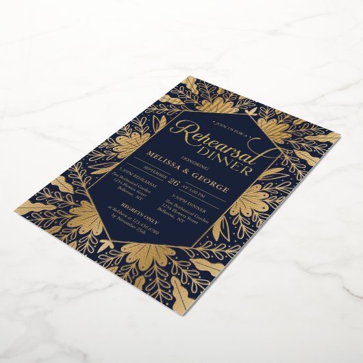 Elegant chic marvy en real gold folie repetitie folie uitnodiging (Gedraaid)