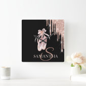 Elegant Chic Masque Roos Gold Glitter Drivers  Vierkante Klok (Huis)