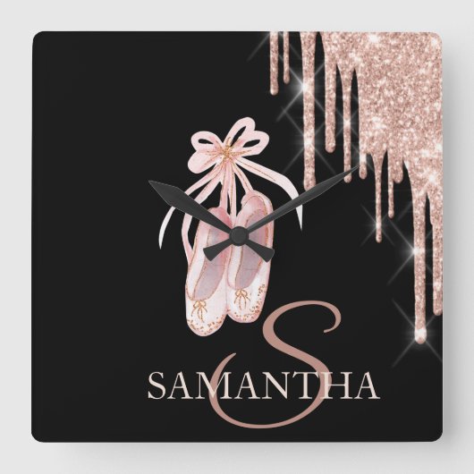 Elegant Chic Masque Roos Gold Glitter Drivers  Vierkante Klok (Voorkant)