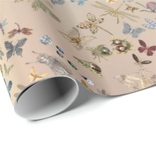 Elegant Chic Meadow Butterfly snijdt Roos Gold Cadeaupapier