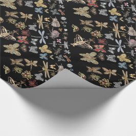 Elegant Chic Meadow Butterfly snijdt zwarte beetel Cadeaupapier