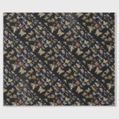 Elegant Chic Meadow Butterfly snijdt zwarte beetel Cadeaupapier (Vlak)