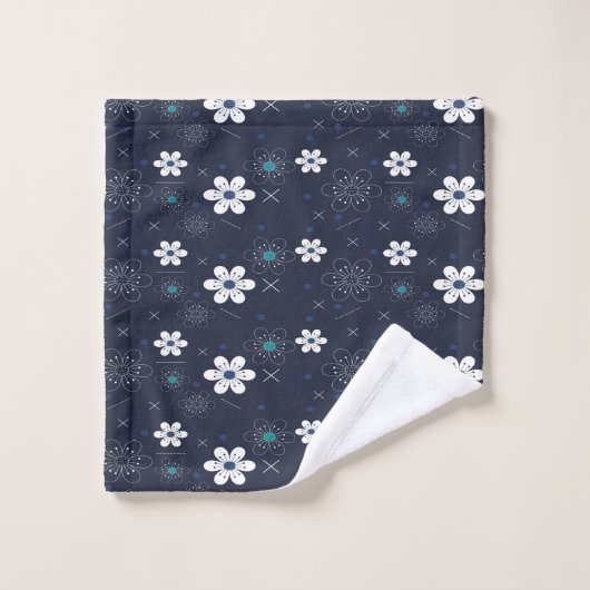 Elegant chic met florale navy back bad handdoek (Wasdoekje)