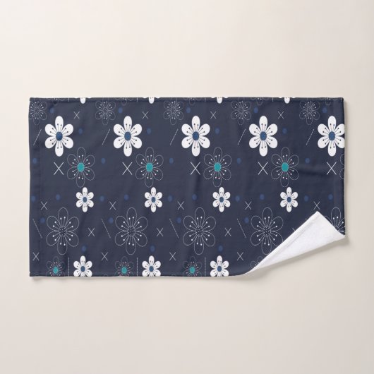 Elegant chic met florale navy back bad handdoek (Handdoek)