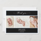 Elegant Chic Minimal Baby Photo Thank You Card Kaart (Voorkant)