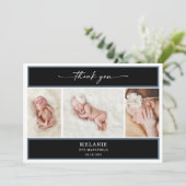 Elegant Chic Minimal Baby Photo Thank You Card Kaart (Staand voorkant)