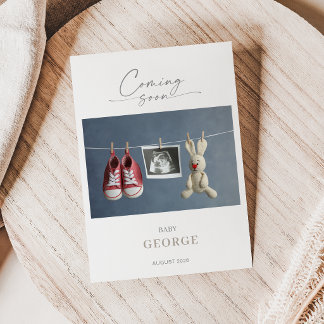 Elegant Chic Minimal Pregnancy Announcement Card Kaart